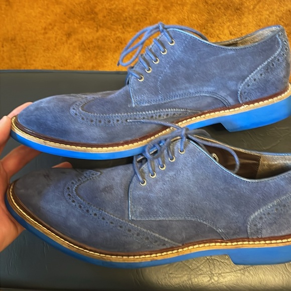Blue suede Cole Haan dress shoes. - Picture 3 of 7